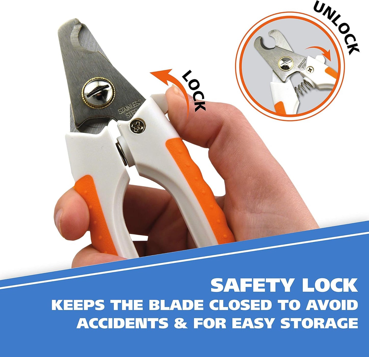 WAHL Pet Nail Clipper for Cutting Dog, Cat, & Animal Claws with Razor Sharp Stainless Steel Blades & Protective Safety Guard Locks for Safe Claw Care – Model 858448