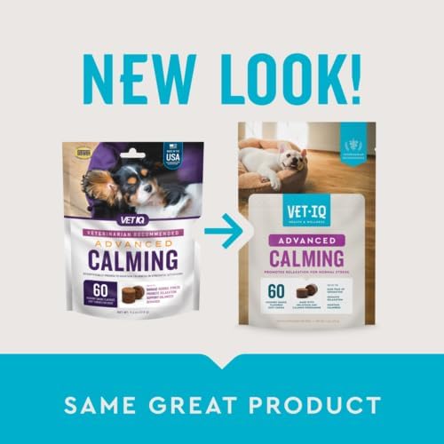 VetIQ Advanced Calming Support Supplement for Dogs, Calming Chews Help Manage Stress and Promote Relaxation, Anxiety Relief for Dogs, Made in The USA, 60 Count