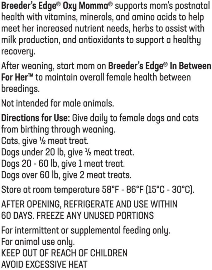 Revival Animal Health Breeder's Edge Oxy Momma- Nursing & Recovery Supplement- 40ct Meat Treats (Packaging May Vary)