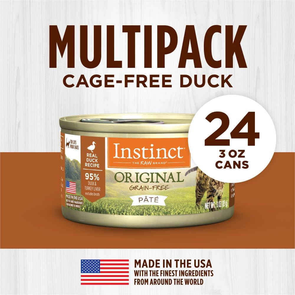 Instinct Original Pate Wet Cat Food, Grain Free Recipe - Real Duck, 3 oz. Cans (Pack of 24)