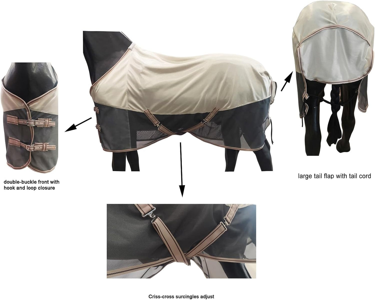 BARN & STABLE Breathable and UV Protective Horse Fly Sheets Tear-Resistant Mesh Fly Sheets for Horse Comfy Equine Summer Sheets with Removable Web Leg Straps