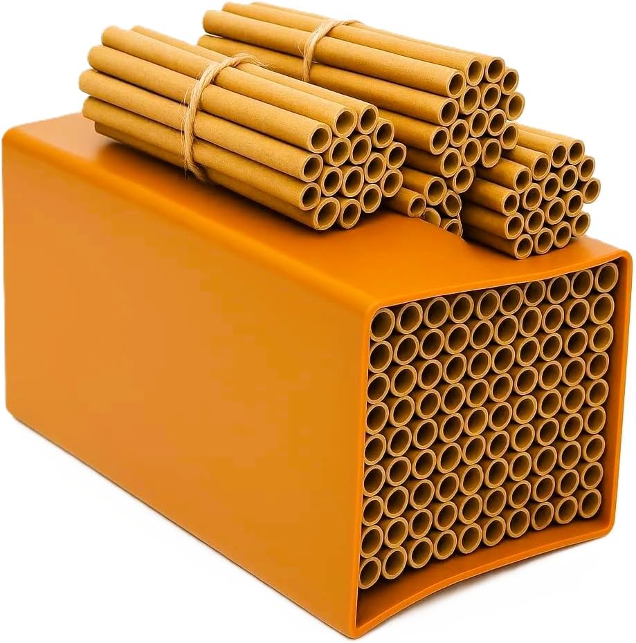 1 Set Cardboard Bee House Nesting Tubes - 6" Long X 5/16" Diameter Tube for Mason Solitary Bees - for Filling Insect Hotels and Bug Houses