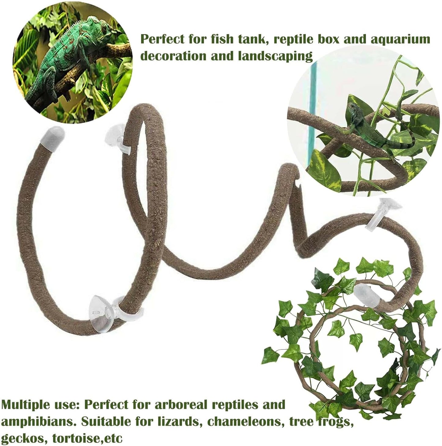 10PCS Crested Gecko Tank Accessories, Reptile Plants Bridge Vines, Coconut Shell with Ladder for Lizard, Chameleon Cage, Snakes, Hermit Crab, Leopard Gecko Tank Accessories, Terrarium Decor
