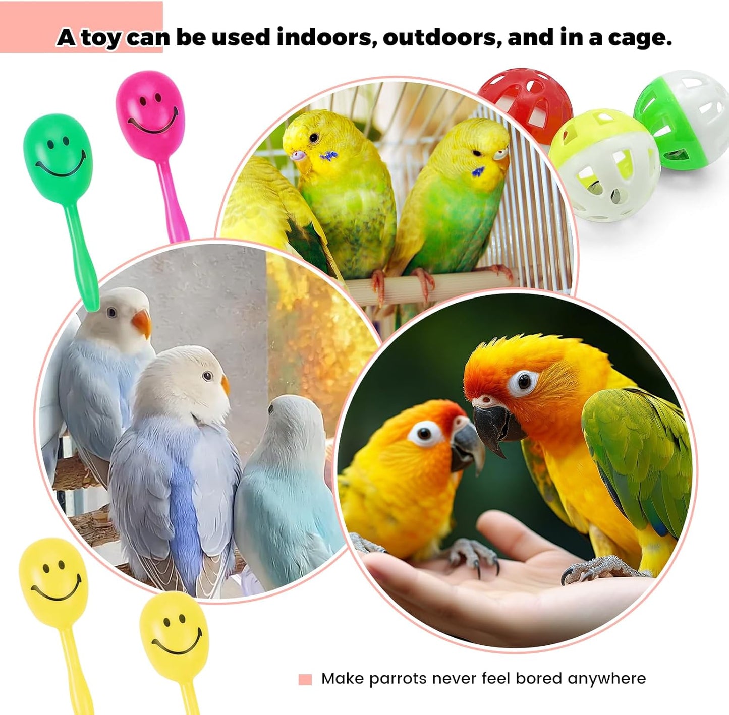 10 Pieces Bird Toys-Bird Toys for Parakeets, Suitable Budgies Cockatiels Lovebird Monk Parakeet Amazon Parrot Sun Conure