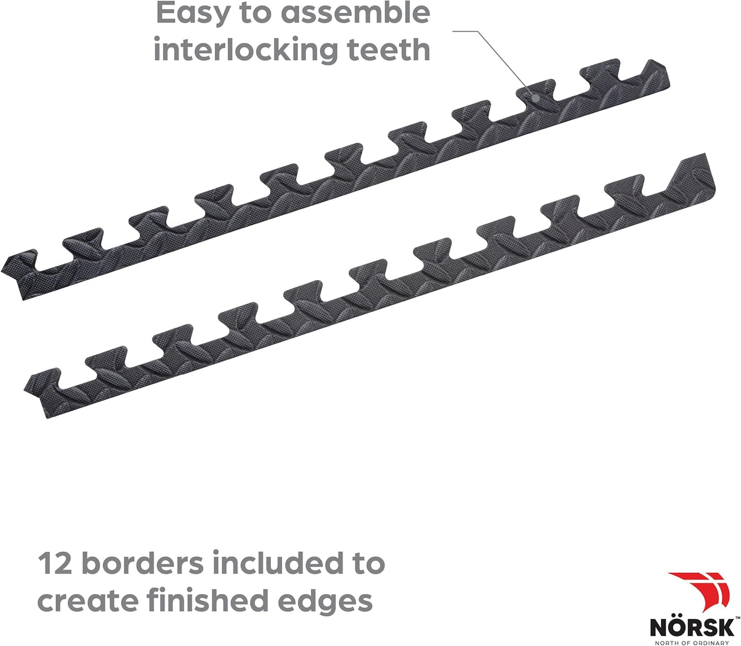 Norsk Foam Floor Gym Mats with Interlocking Tiles, .47" Thick, 24"x24", 30-Pack, 120 Square Feet, Diamond Plate Design, Grey