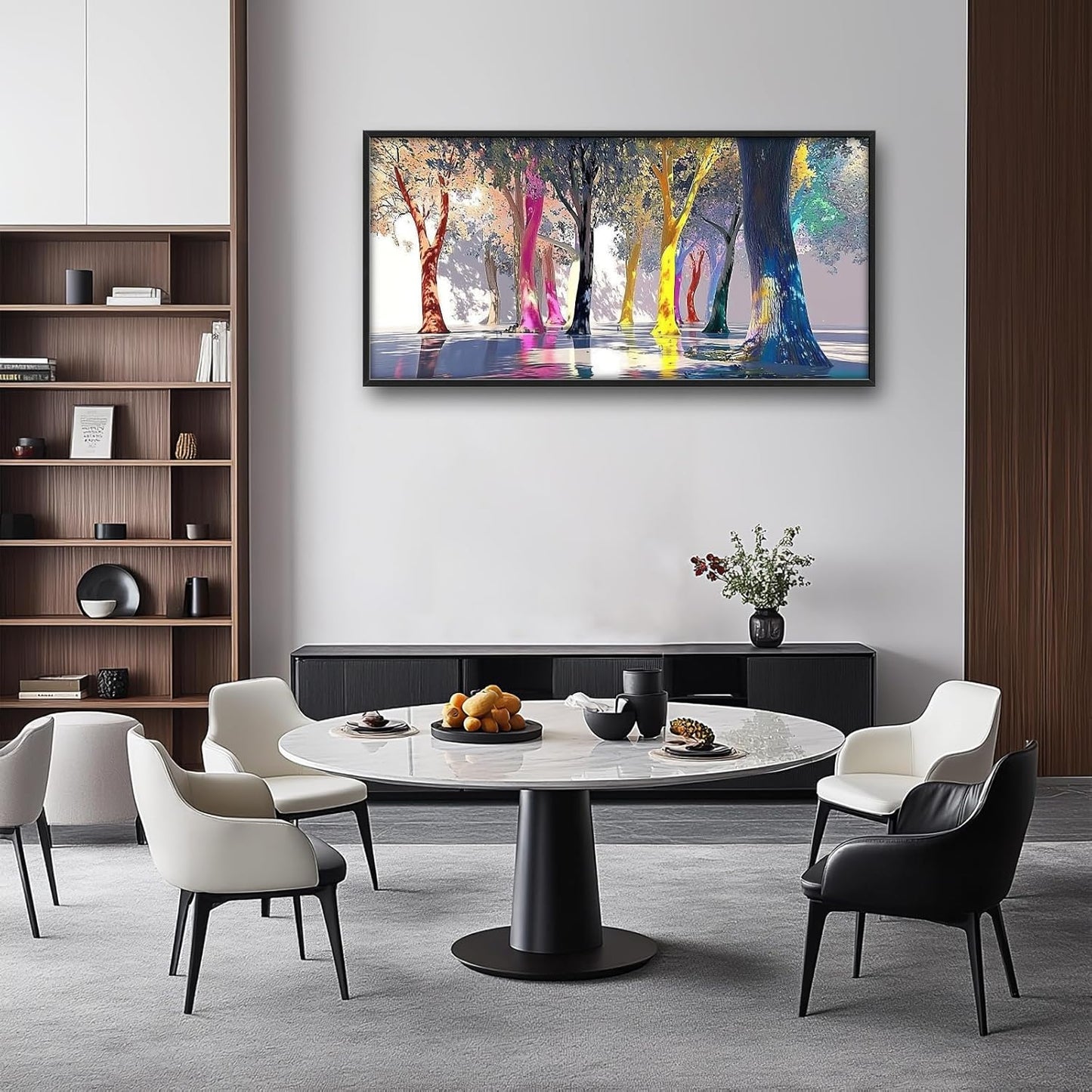 Framed Large Trees Wall Art for Living Room, Oversized Abstract Forest Wall Decor Colorful Nature Canvas Painting Modern Artwork Home Decoration for Living Room Bedroom Dining Room Office 60"x30"