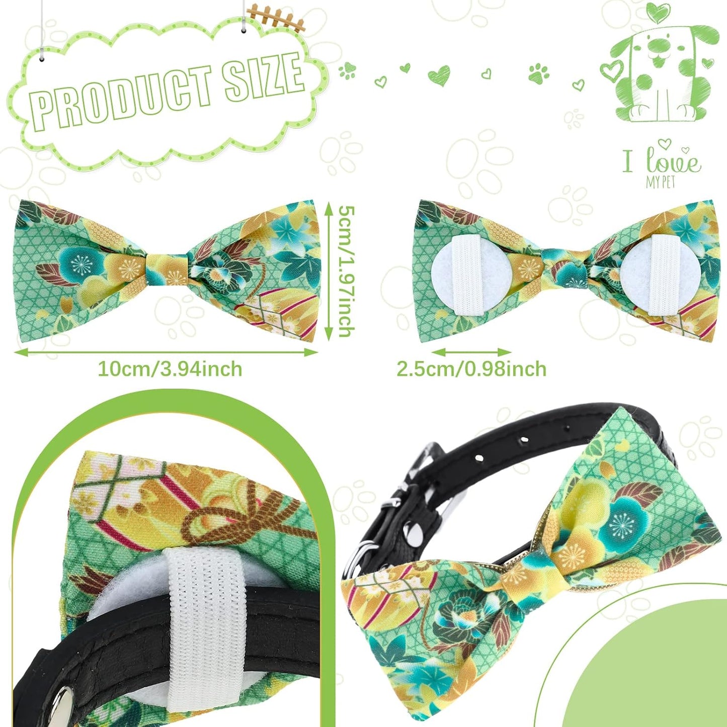 Weewooday 16 Pcs Dog Bow Ties Slide Pet Collar Bows Summer Hawaiian Styles Large Dog Collar Attachment Bowtie with Rubber Bands Male Pet for Spring Summer Grooming Independence Day(Fresh Style)