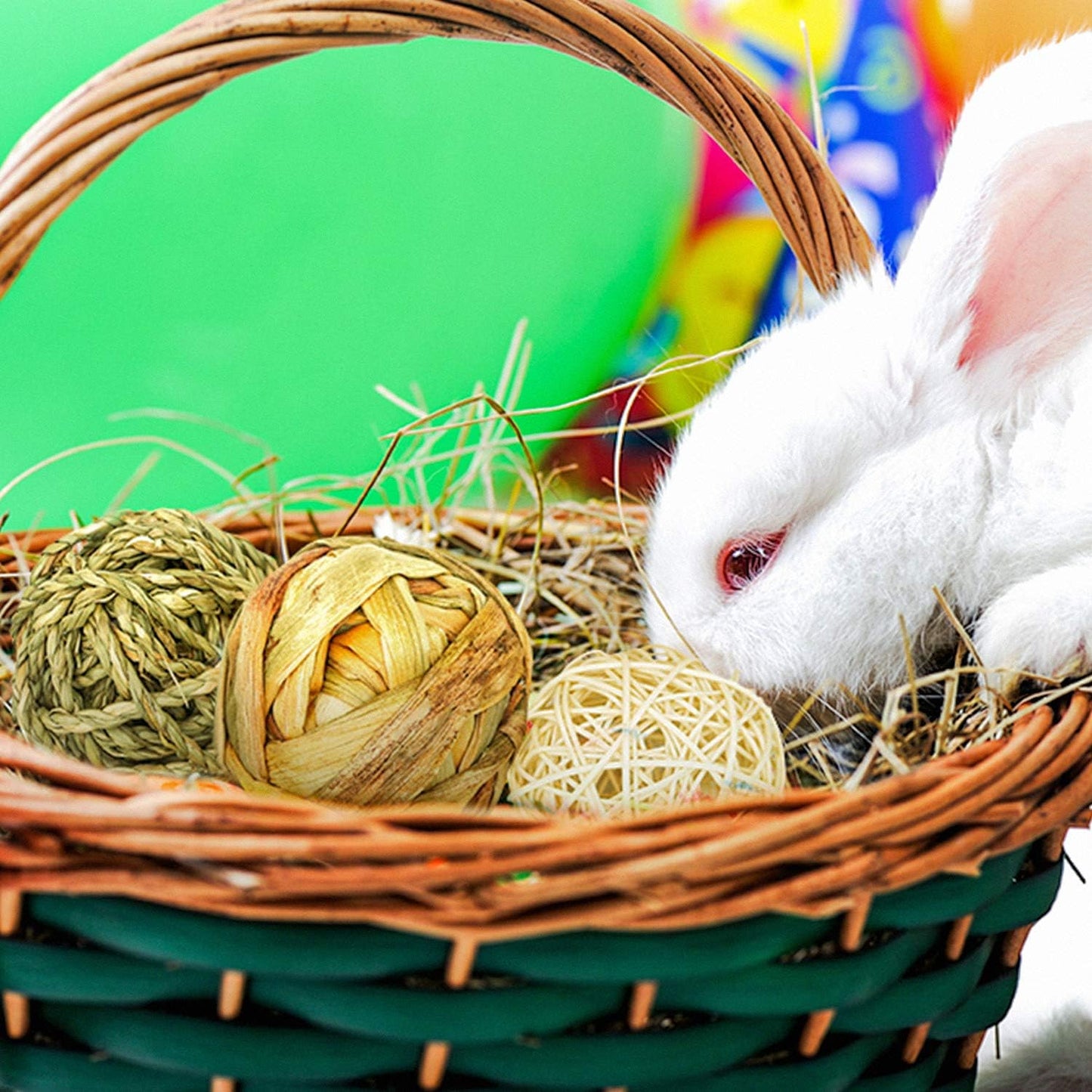 9 Pcs Small Animals Play Balls Rolling Activity Chew Toys Gnawing Treats for Rabbits Guinea Pigs Chinchilla Bunny Natural Balls, Pet Cage Entertainment Accessories (9 Pcs)