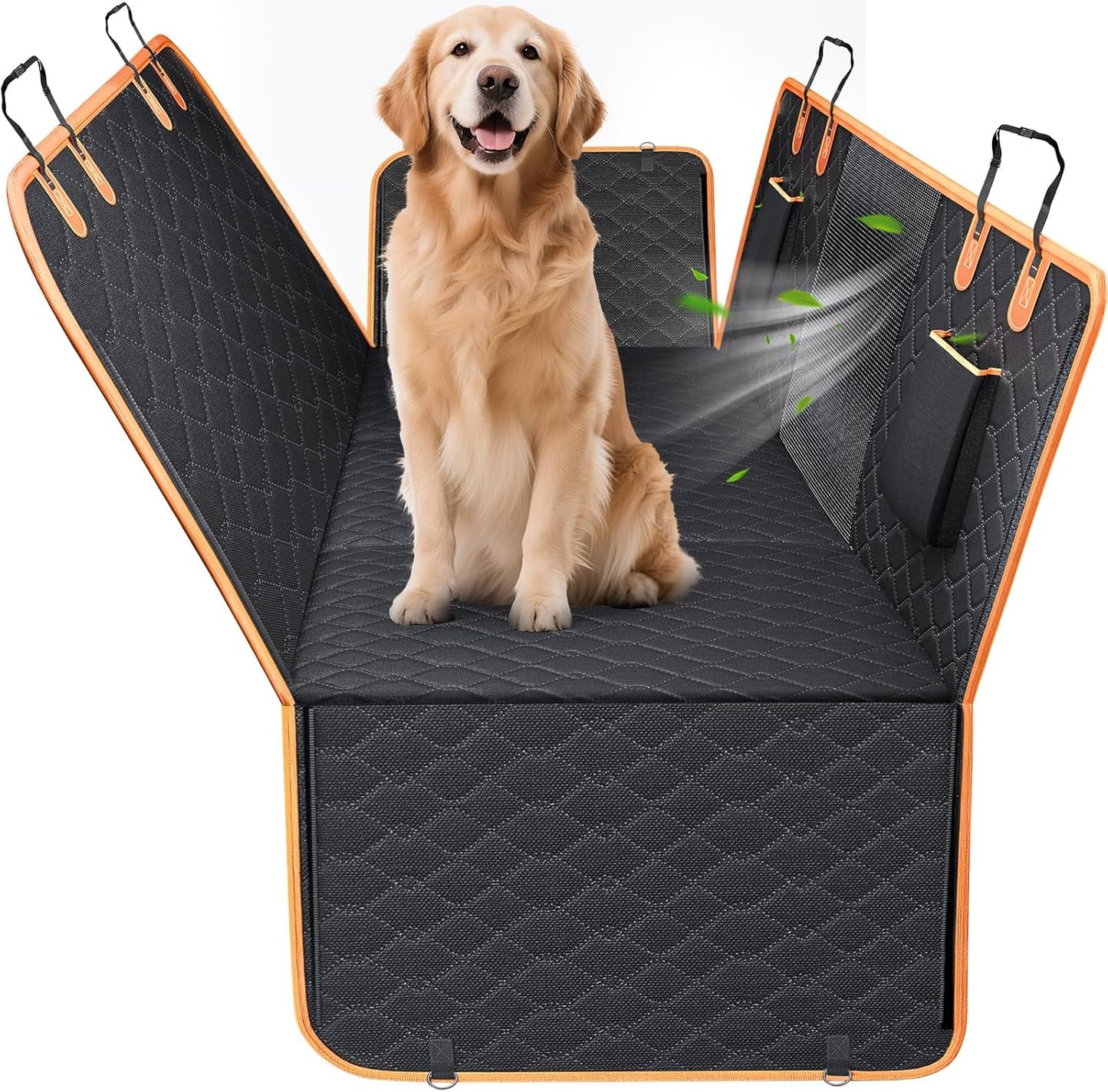 MIXJOY XL Dog Back Seat Extender for Truck, Hard Bottom Dog Car Seat Cover for Back Seat, Waterproof Dogs Backseat Cover for Crew Cab Truck and Large SUV, Waterproof Backseat Dog Hammock for Truck