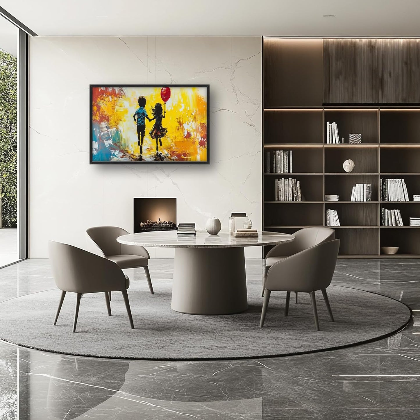 Framed Large Banksy Wall Art for Living Room, Oversized Colorful Graffiti Children Wall Decor, Peaceful Canvas Painting Pictures Modern Artwork Home Decoration for Living Room Bedroom 36"x24"