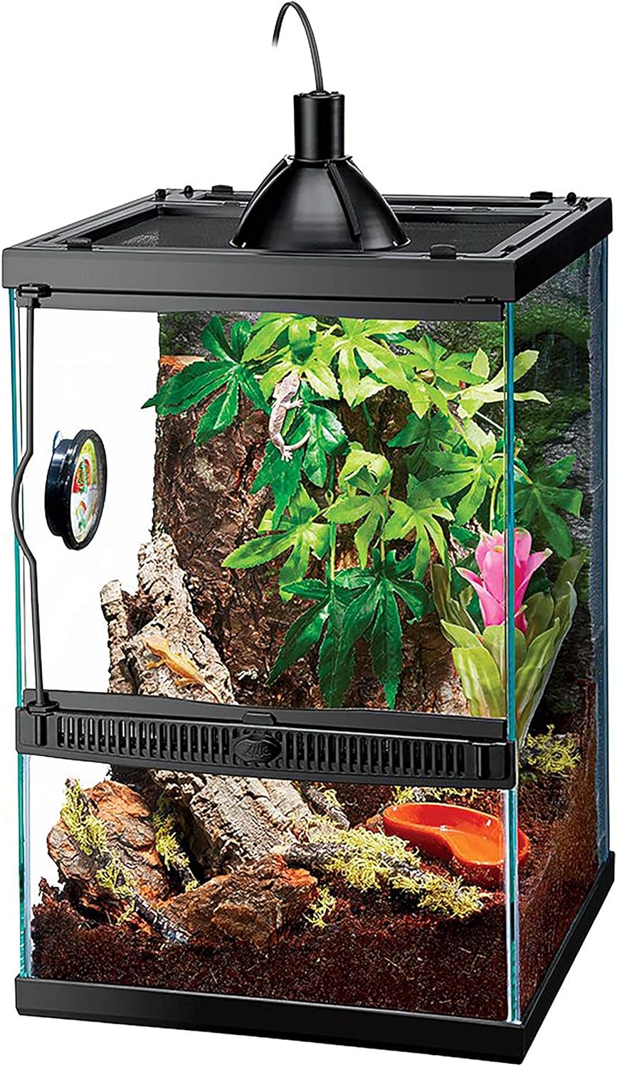 Zilla 11 Gallon Glass Tropical Vertical Habitat Starter Kit for Small Tree Dwelling Reptiles & Amphibians
